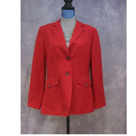 Talbots Jackets & Blazers - Talbots Red Silk Linen Blend Blazer Size 10